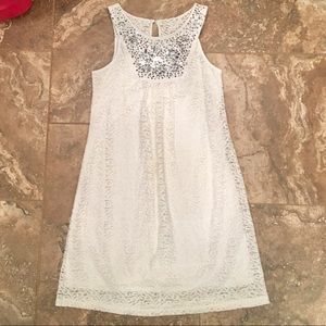 Volume One Women’s size Large cream jeweled dress